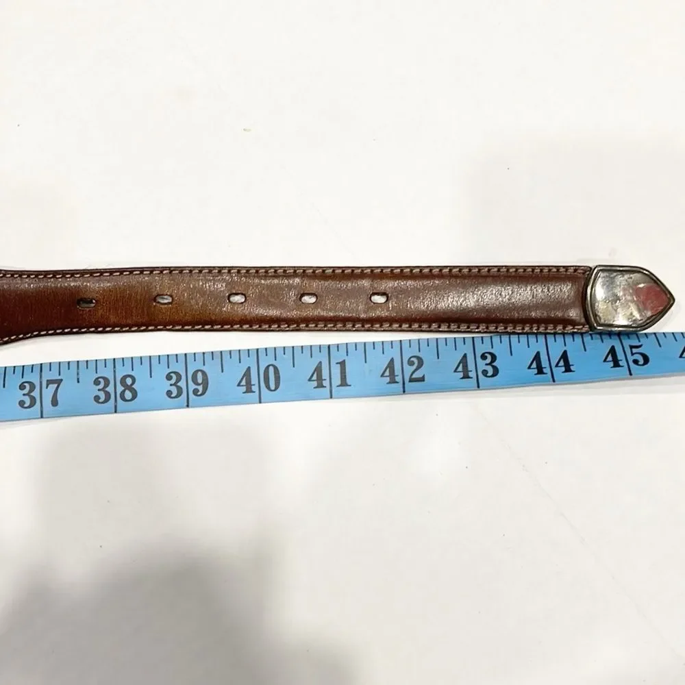 Greg Norman Mens golf belt‎ Genuine leather with shark conchos Sz 40 Brown